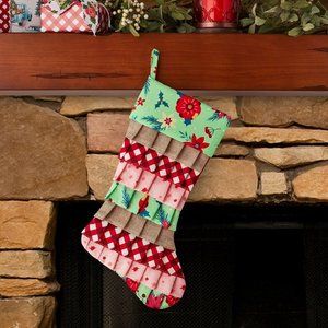 The Pioneer Woman Floral Ruffle Multi-color Christmas Stocking, 20"